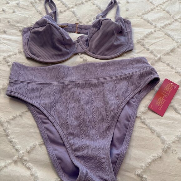 NWT Ninety-Nine Degrees Lavender Swim Bikini 2 Piece Set Size Small - Picture 2 of 7